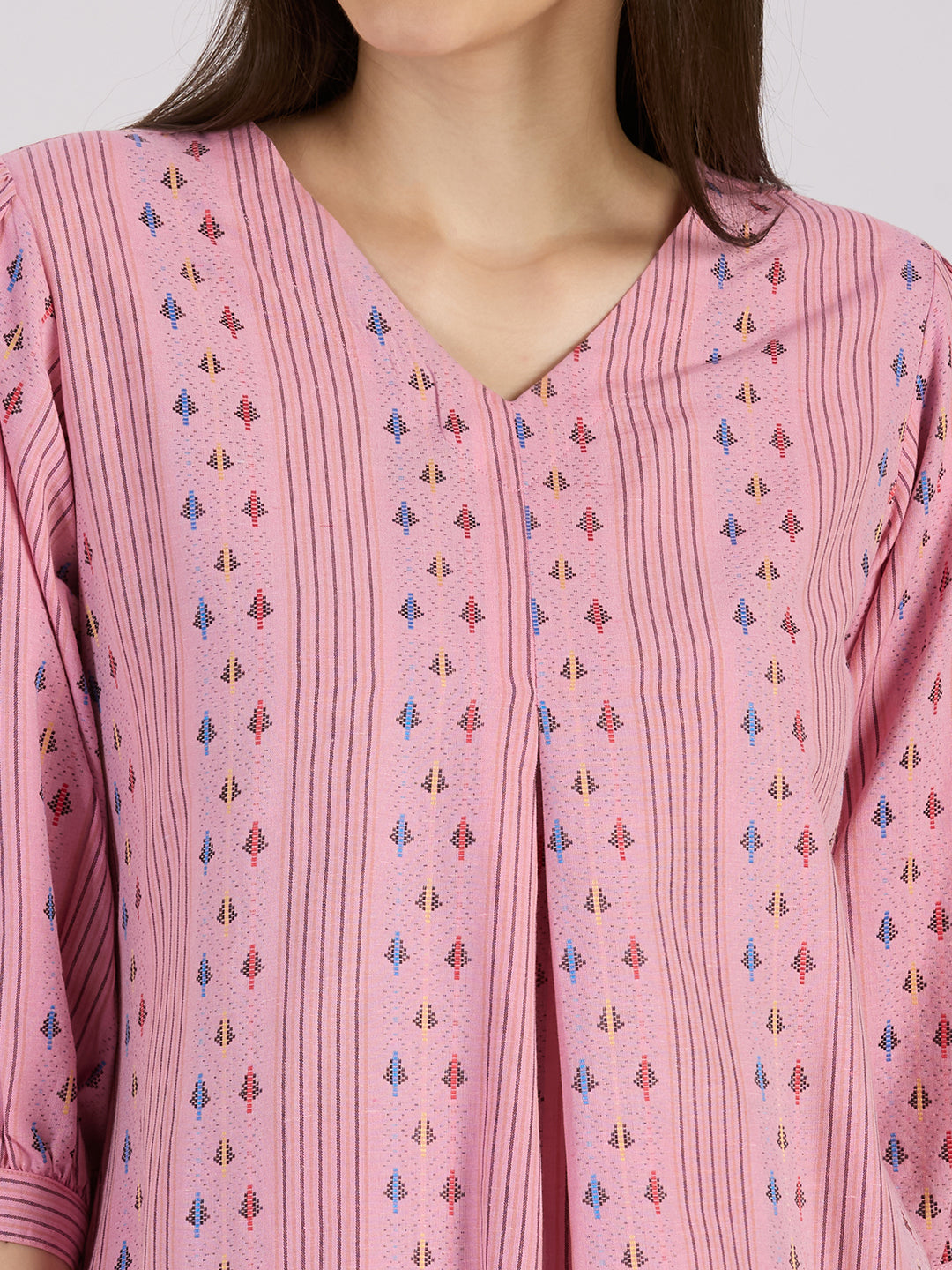 Sitayya Yarn Dyed Kurta - Peach