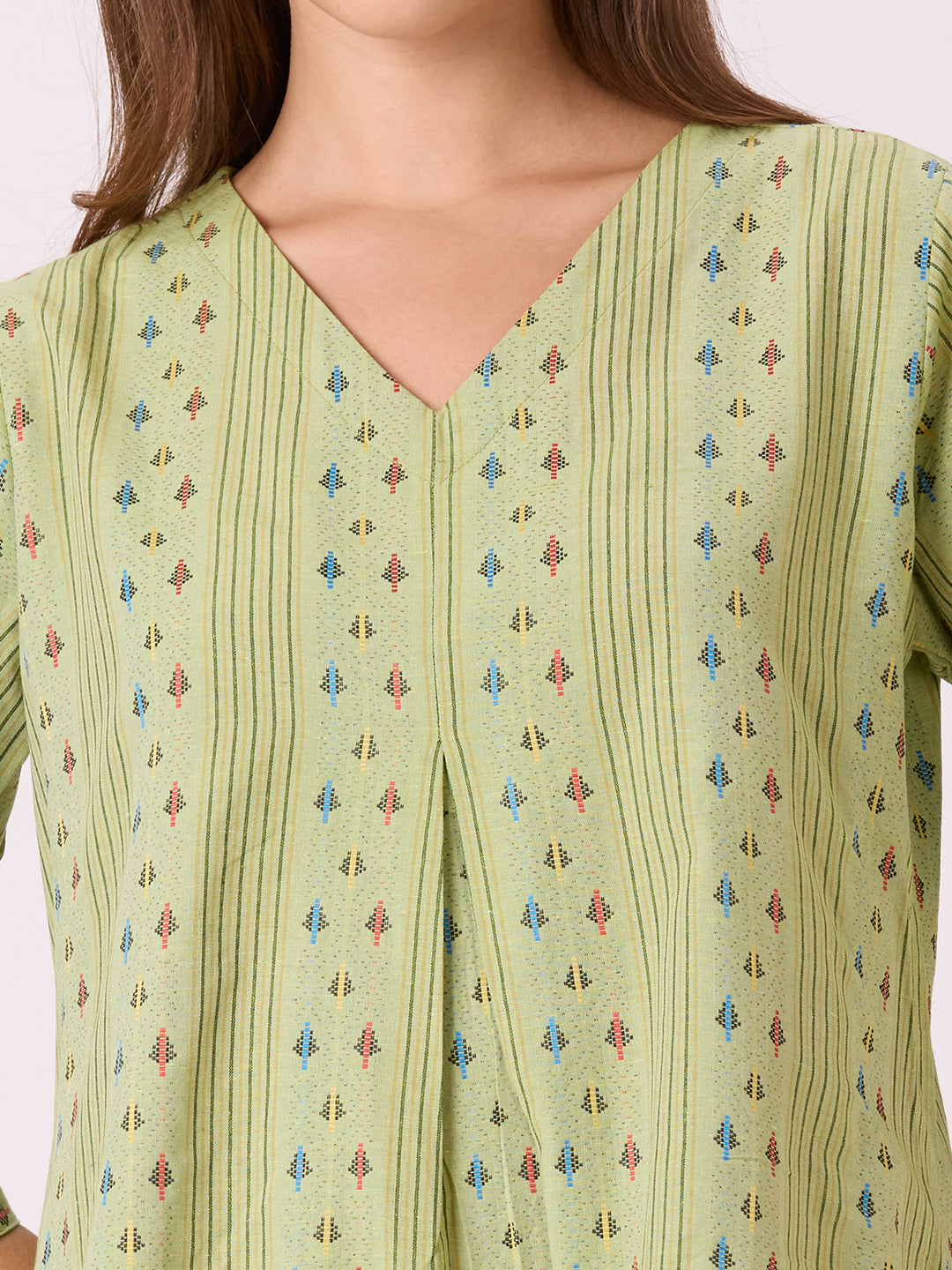 Sitayya Yarn Dyed Kurta - Pista Green
