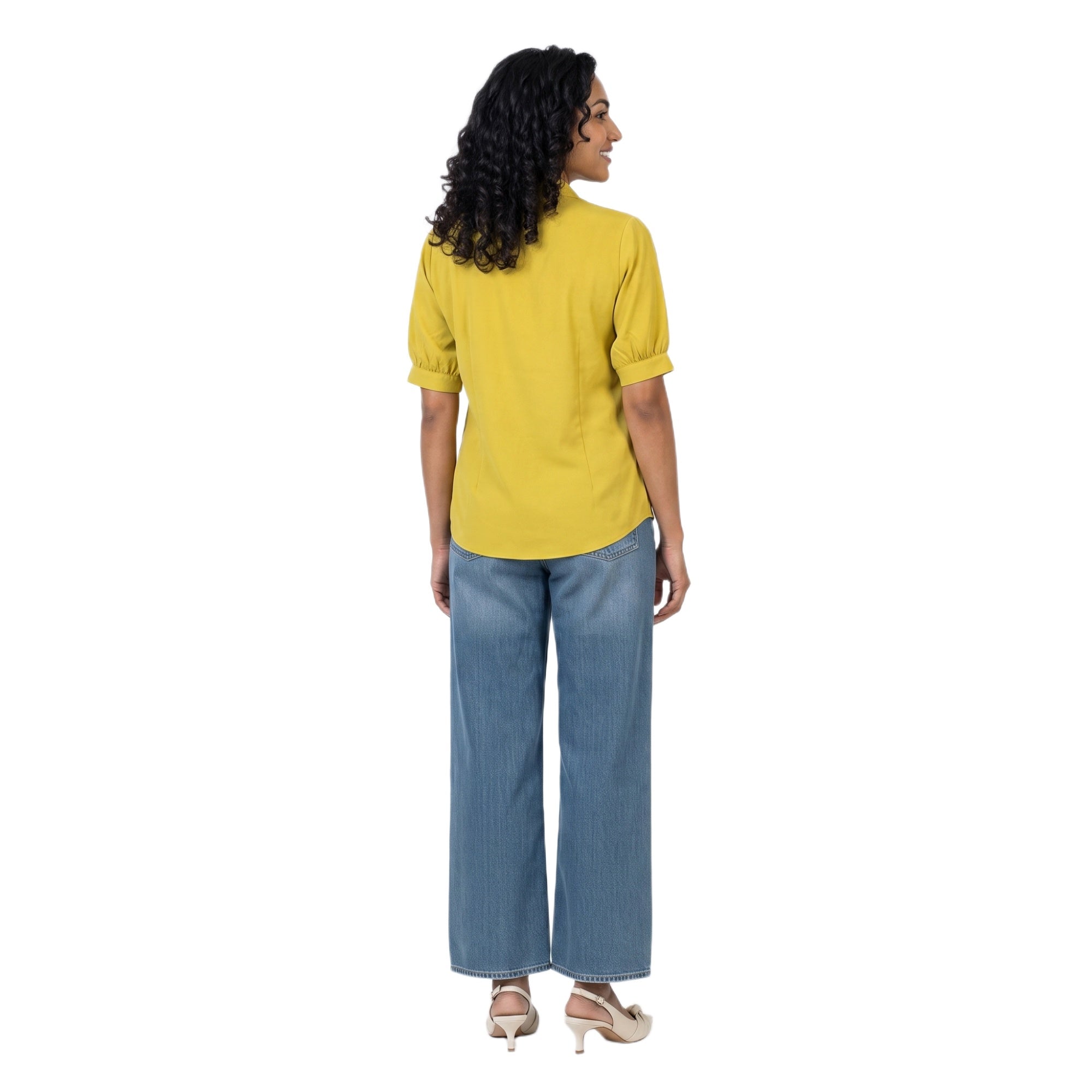 SITAYYA Women's Solid V-Neck Straight Fit Top | Half Sleeve Poly Cotton Casual Top