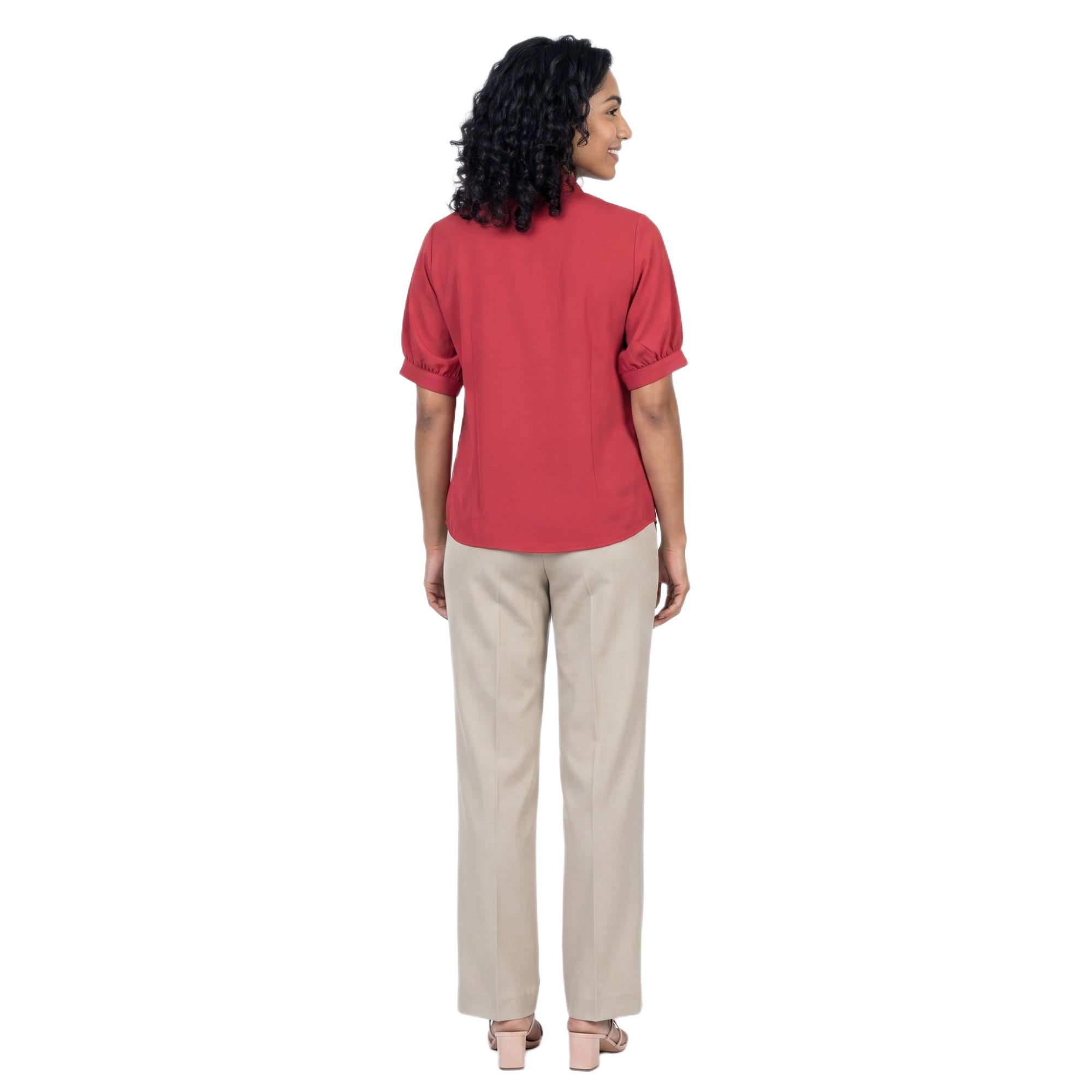 SITAYYA Women's Solid V-Neck Straight Fit Top | Half Sleeve Poly Cotton Casual Top