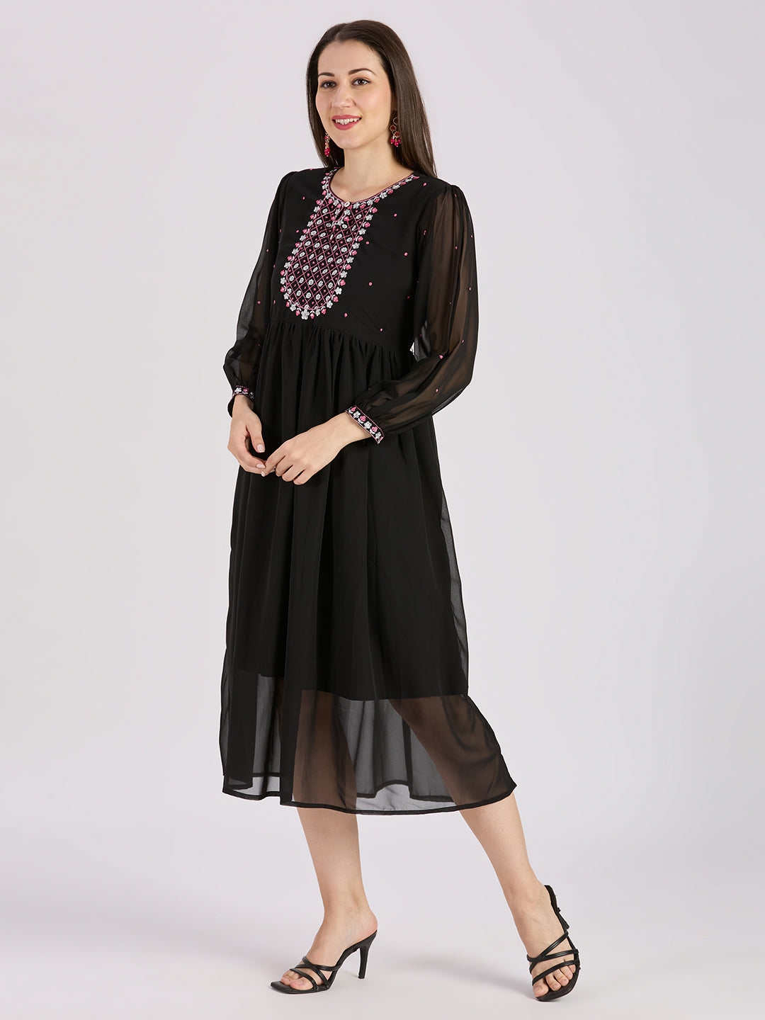 Sitayya Solid Dress - Black
