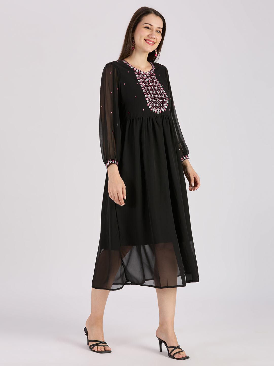 Sitayya Solid Dress - Black