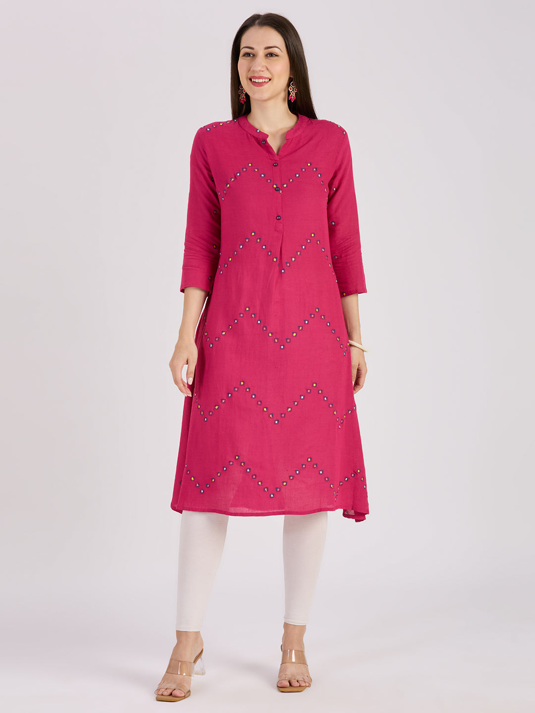 Sitayya Embroidered Kurti - Fuschia