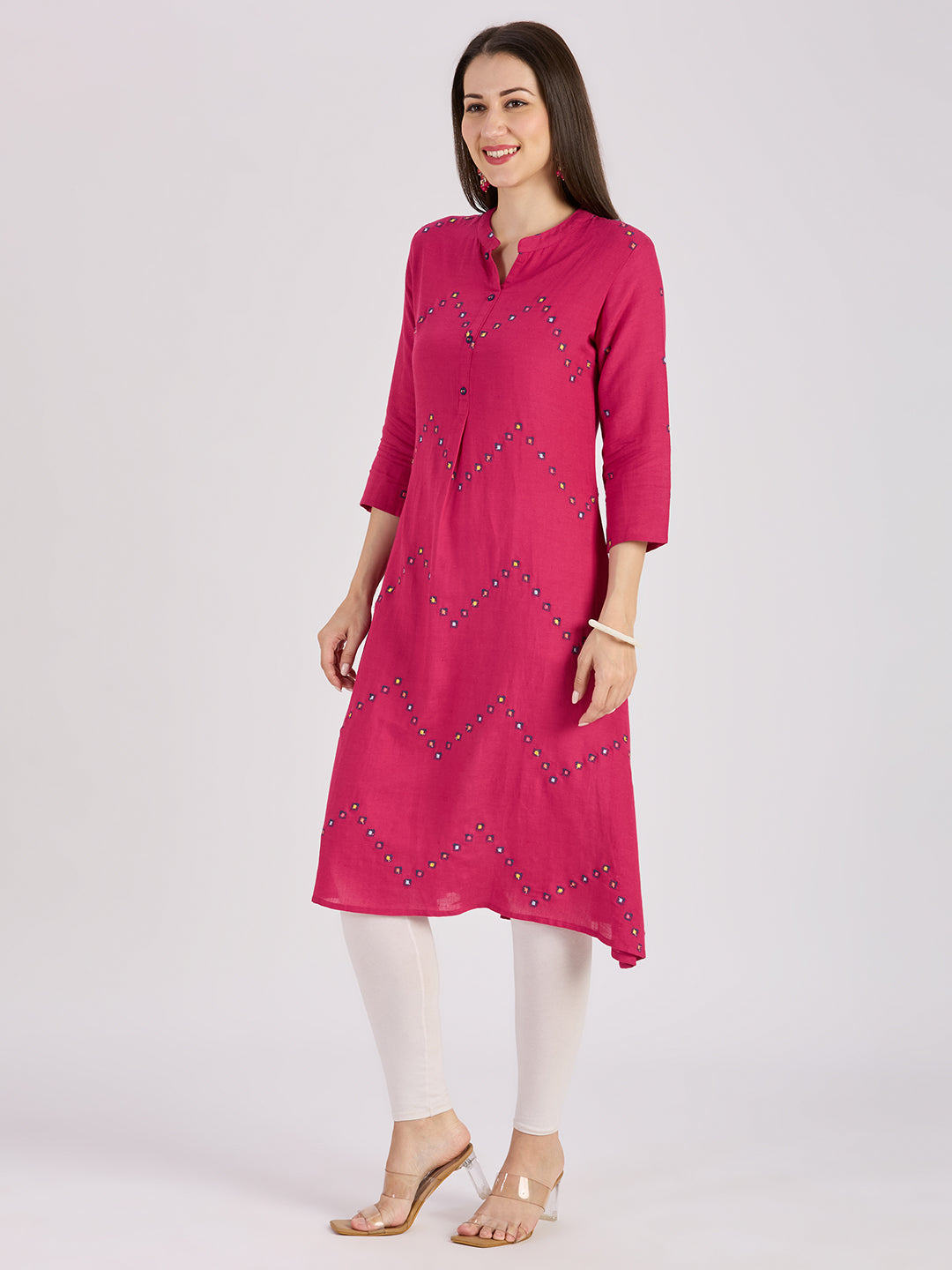 Sitayya Embroidered Kurti - Fuschia