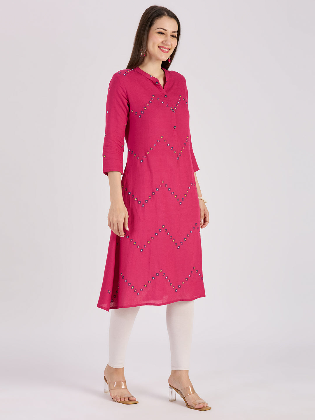 Sitayya Embroidered Kurti - Fuschia