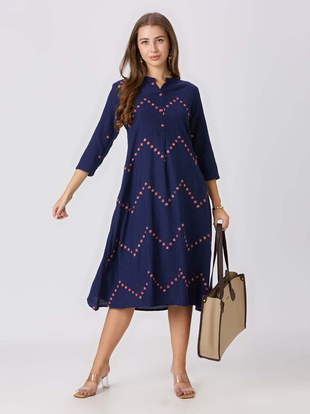 Sitayya Embroidered Kurti - Navy