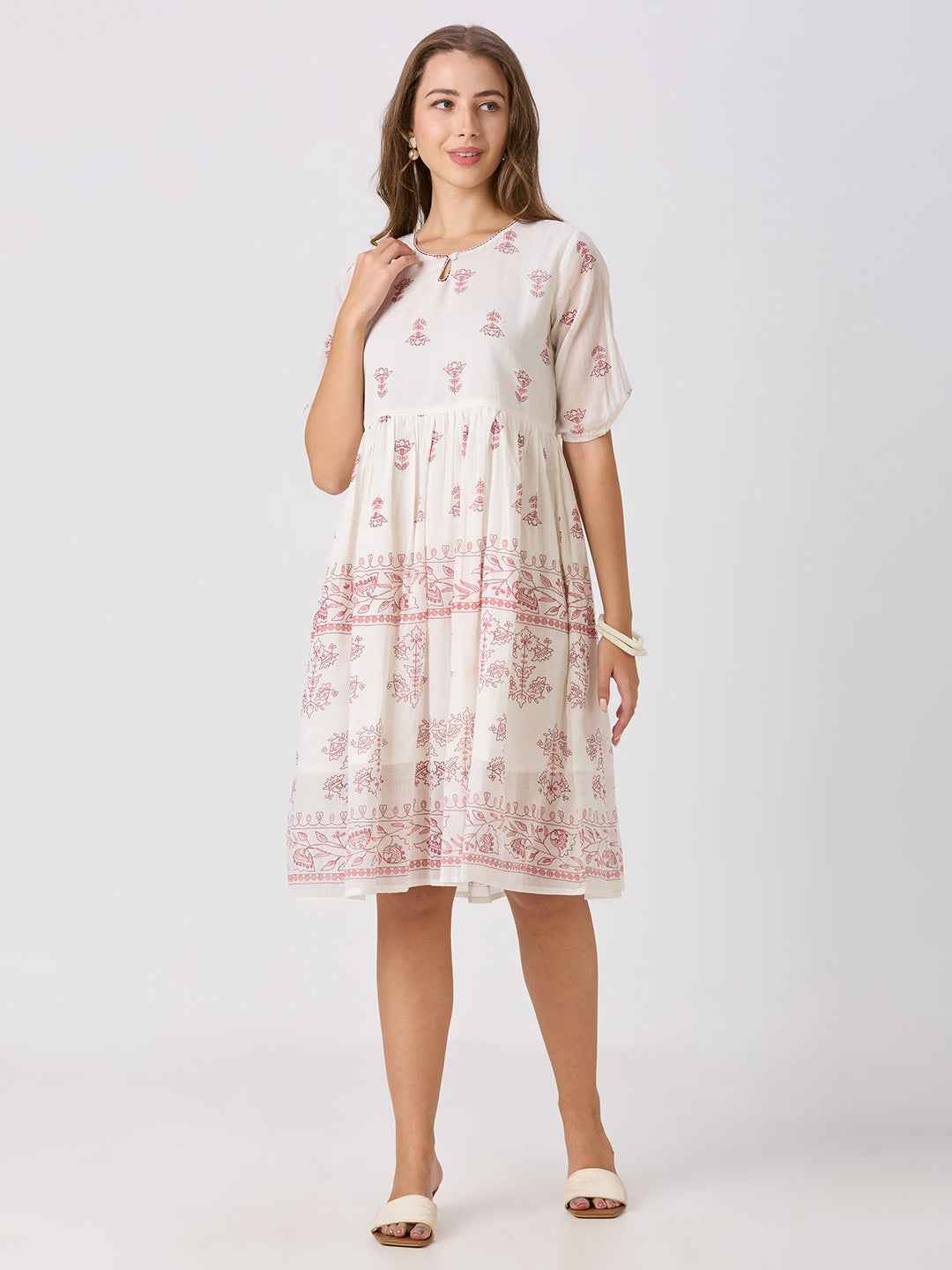 Sitayya Printed Dress - White