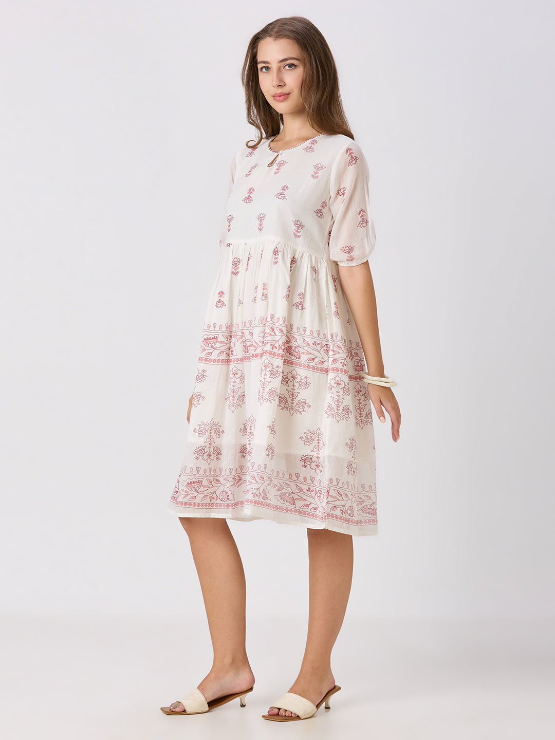 Sitayya Printed Dress - White