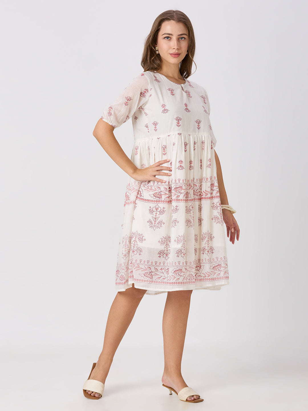 Sitayya Printed Dress - White