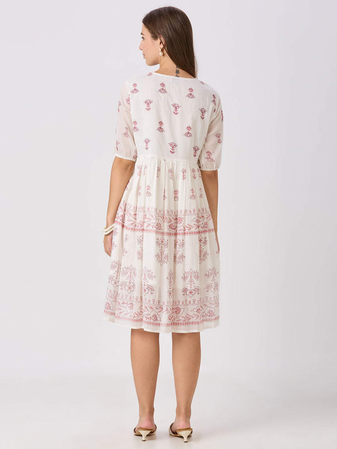 Sitayya Printed Dress - White