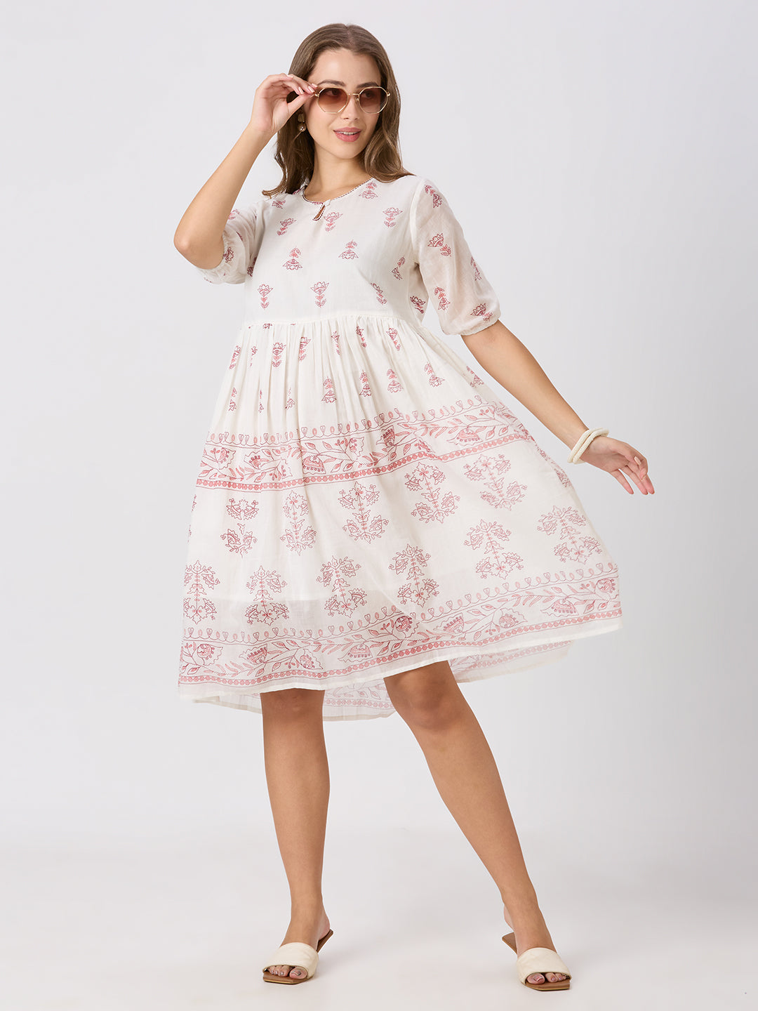 Sitayya Printed Dress - White