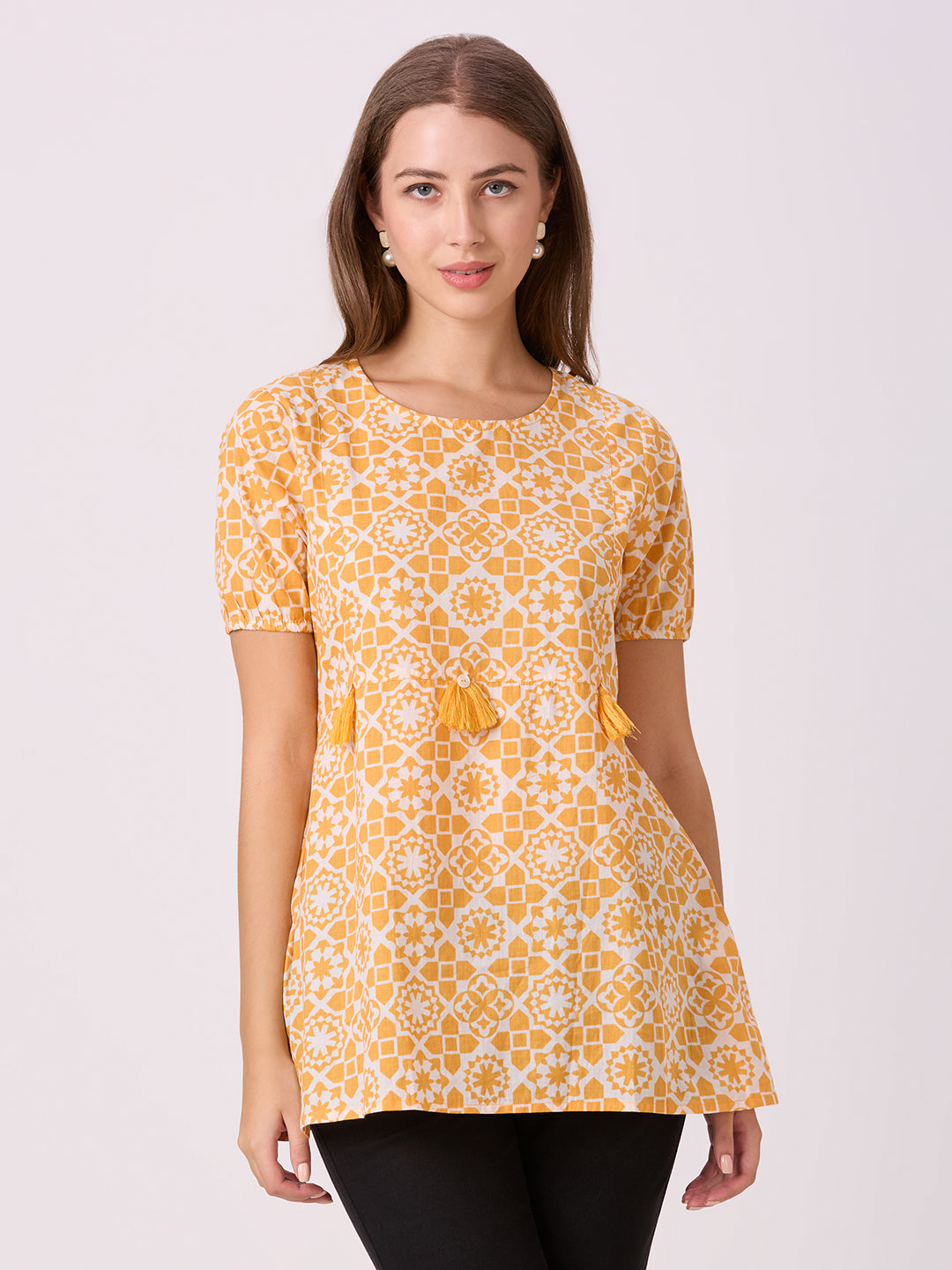 Sitayya Printed Top - Yellow