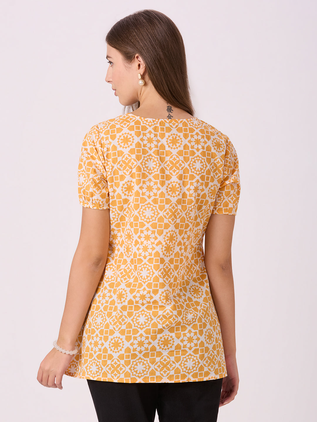 Sitayya Printed Top - Yellow