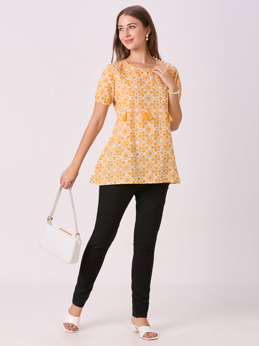 Sitayya Printed Top - Yellow