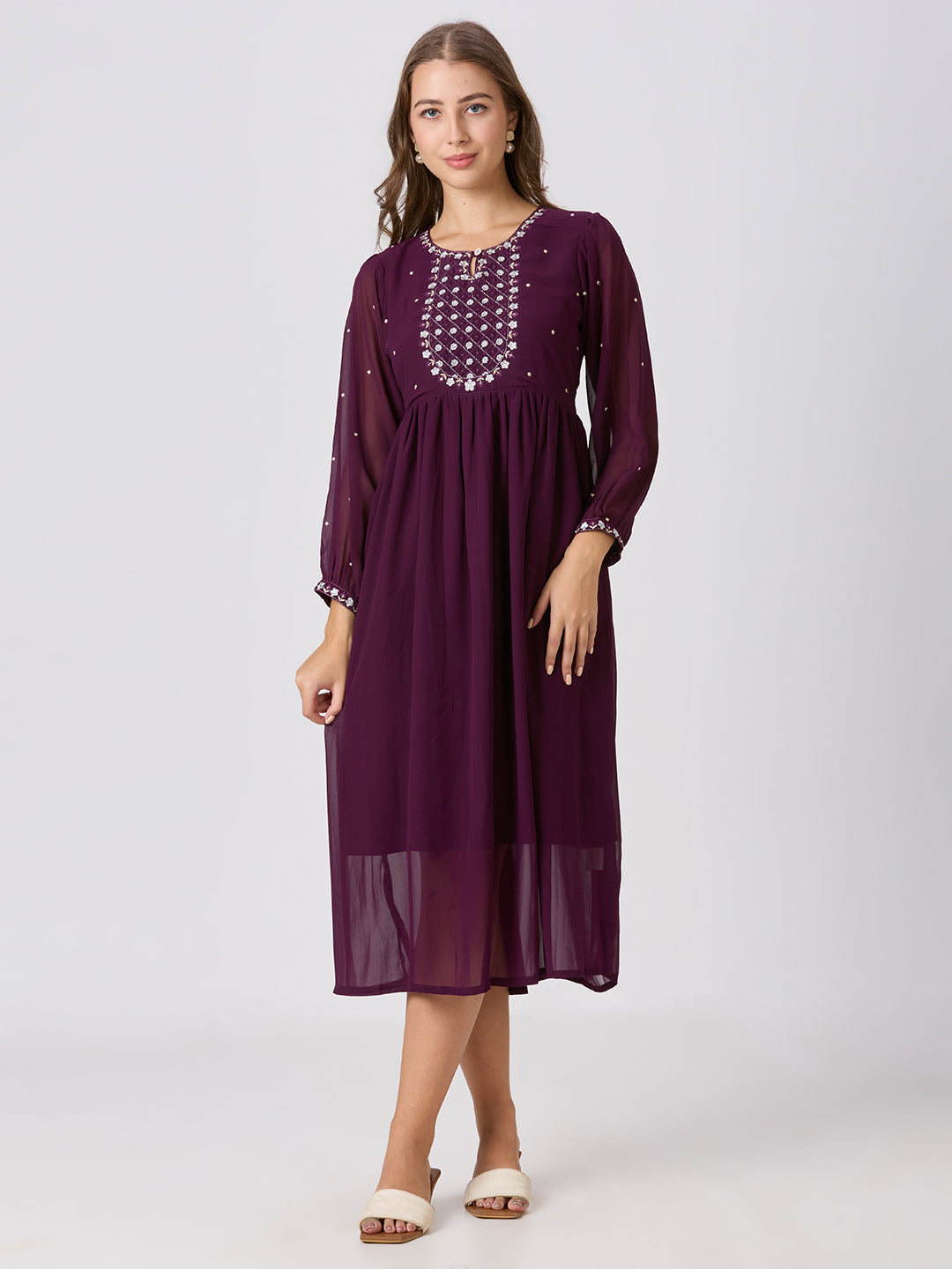 Sitayya Solid Dress - Wine