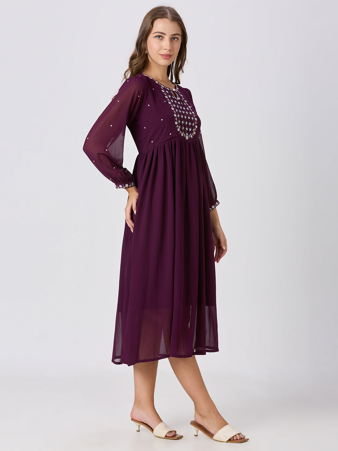 Sitayya Solid Dress - Wine