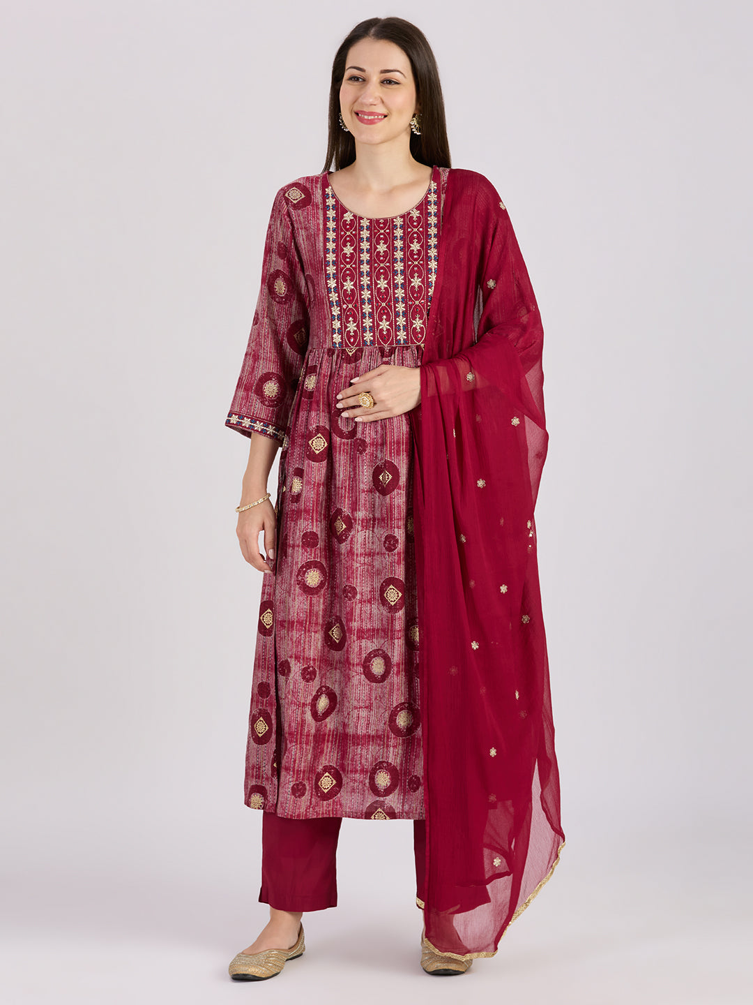 Sitayya Printed Set - Maroon