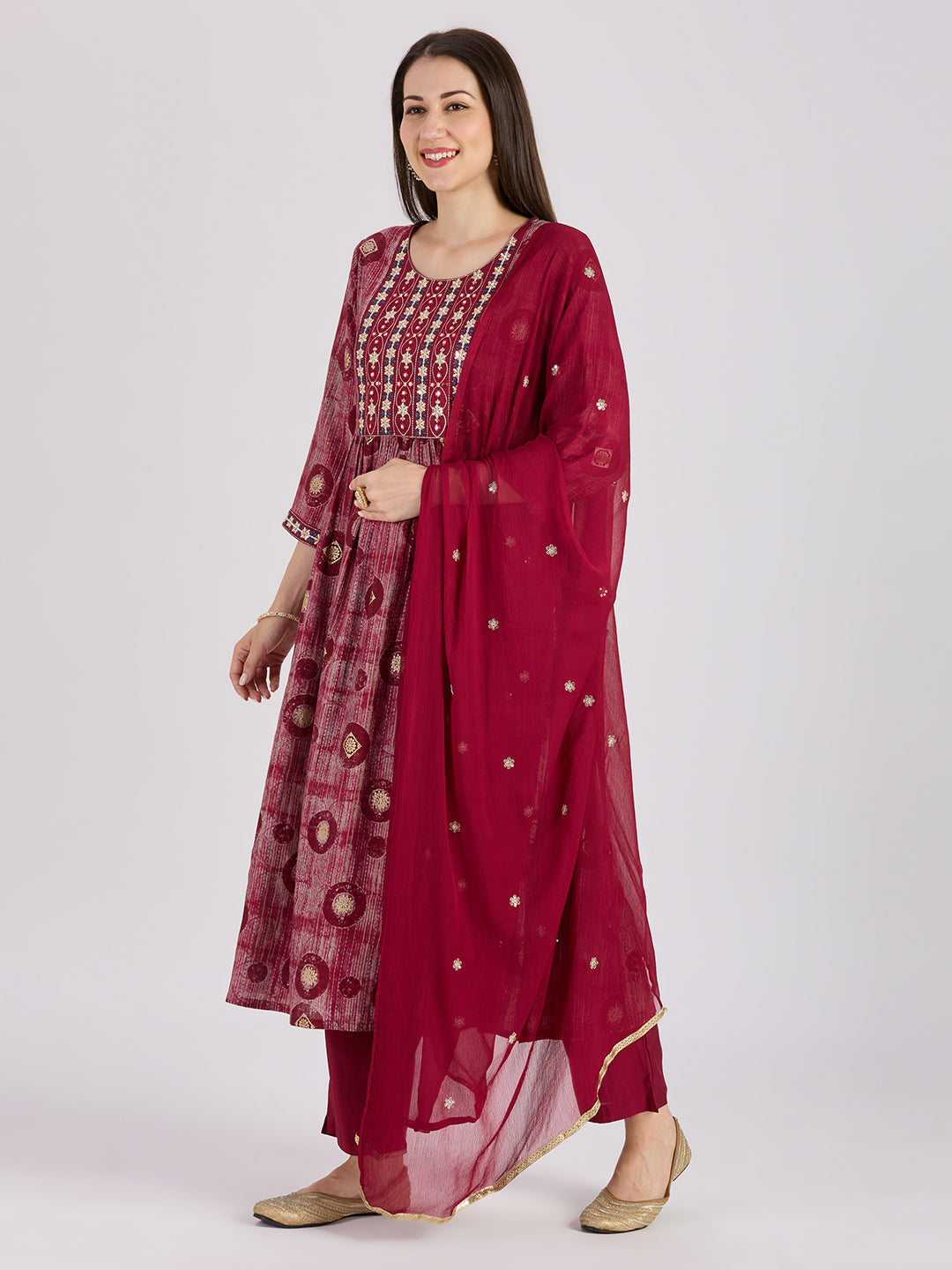 Sitayya Printed Set - Maroon
