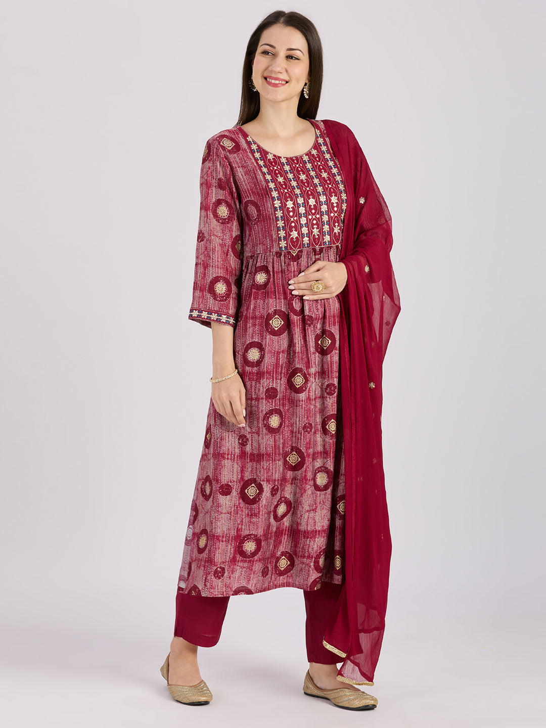 Sitayya Printed Set - Maroon