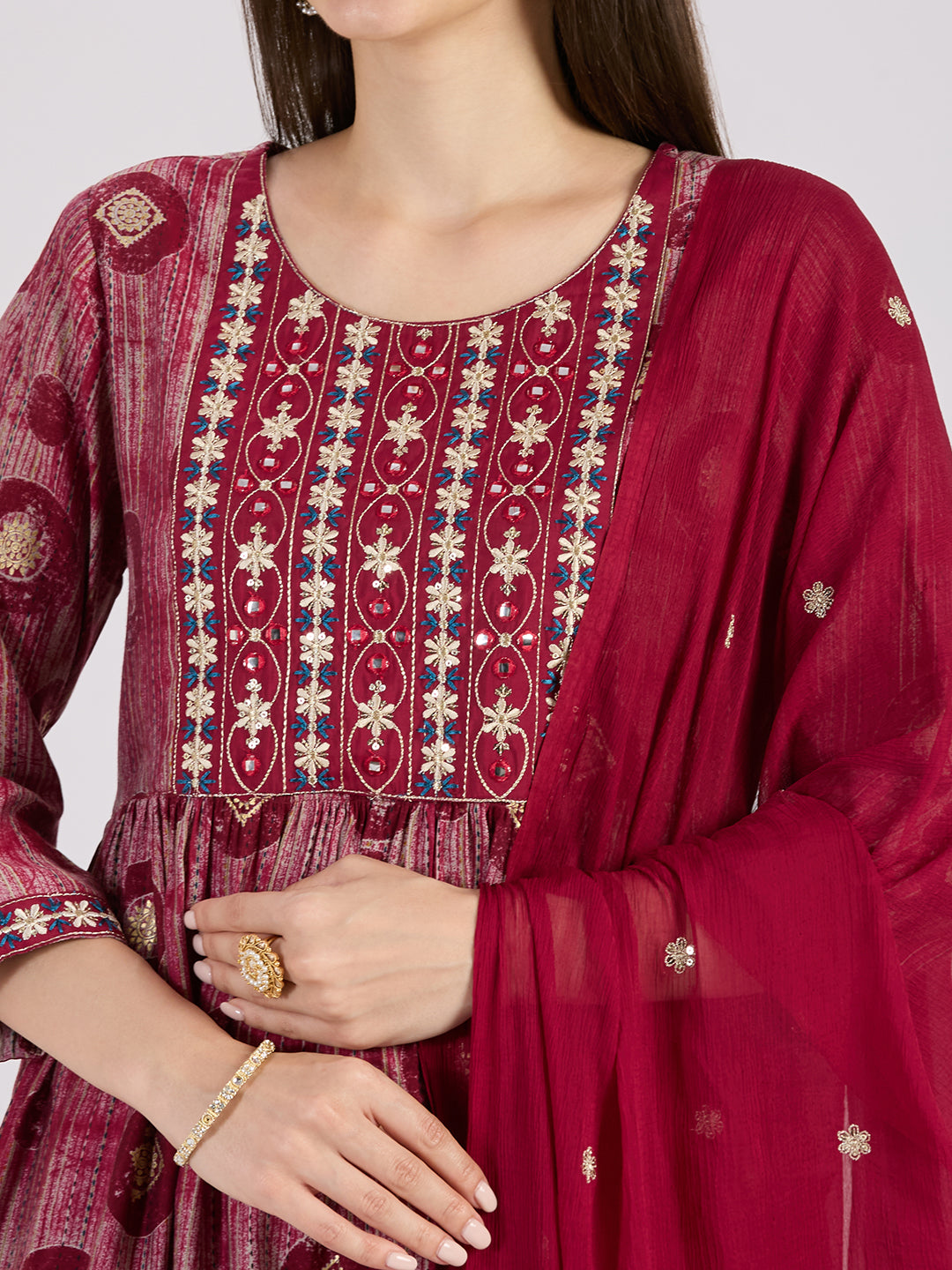 Sitayya Printed Set - Maroon