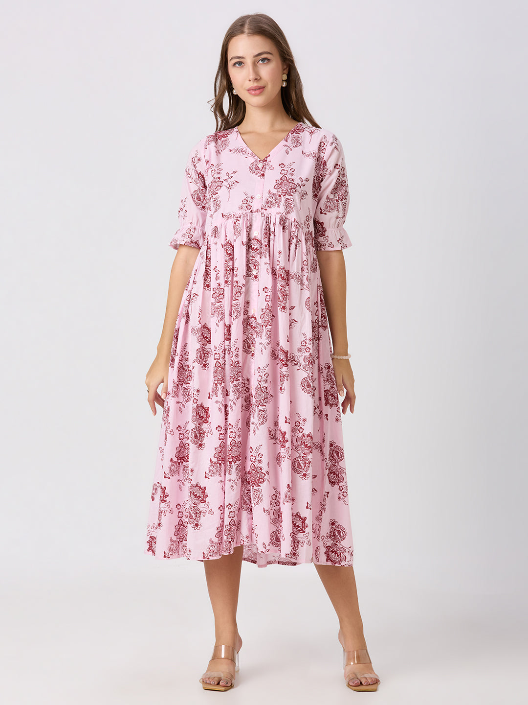 Sitayya Printed Dress - Maroon