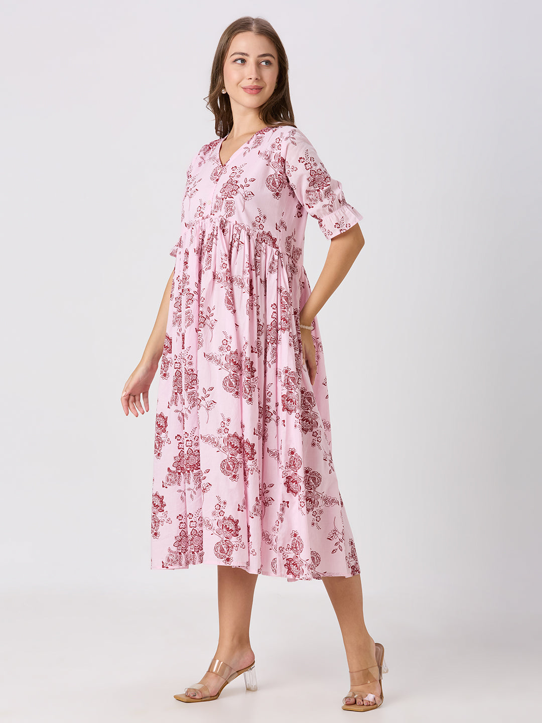 Sitayya Printed Dress - Maroon
