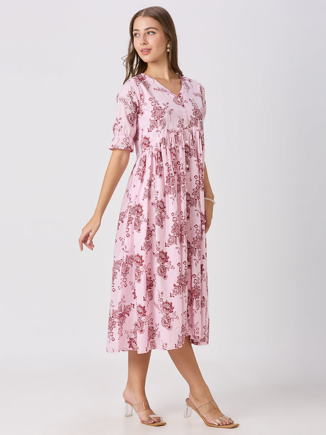 Sitayya Printed Dress - Maroon