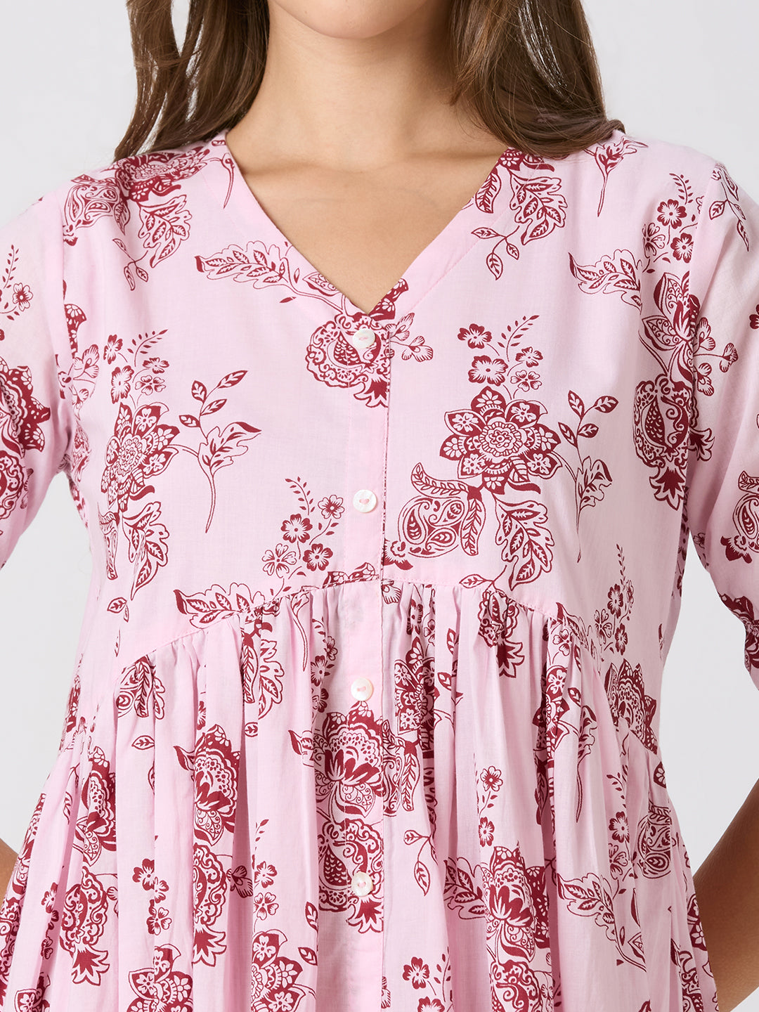 Sitayya Printed Dress - Maroon