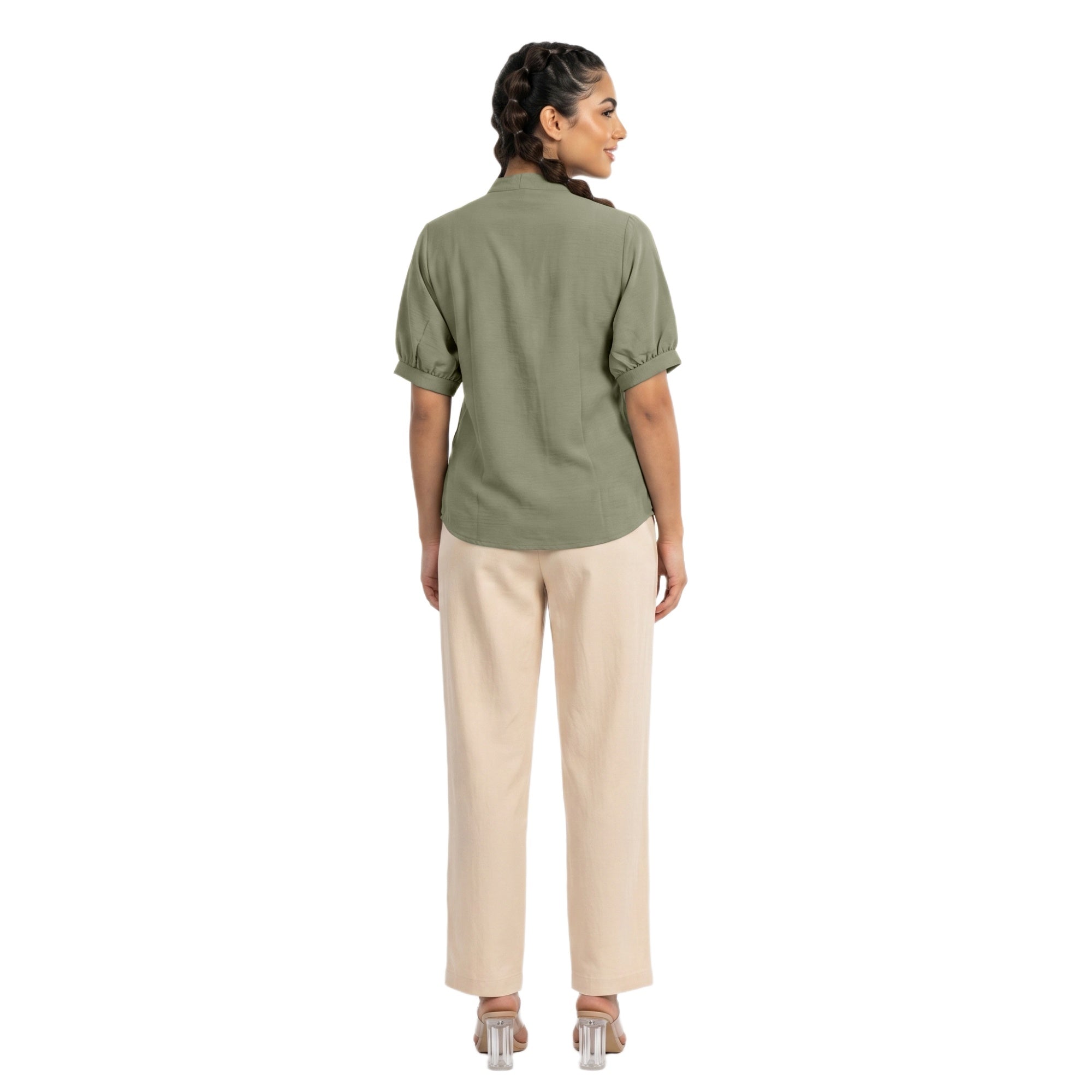 SITAYYA Women's Solid V-Neck Straight Fit Top | Half Sleeve Poly Cotton Casual Top