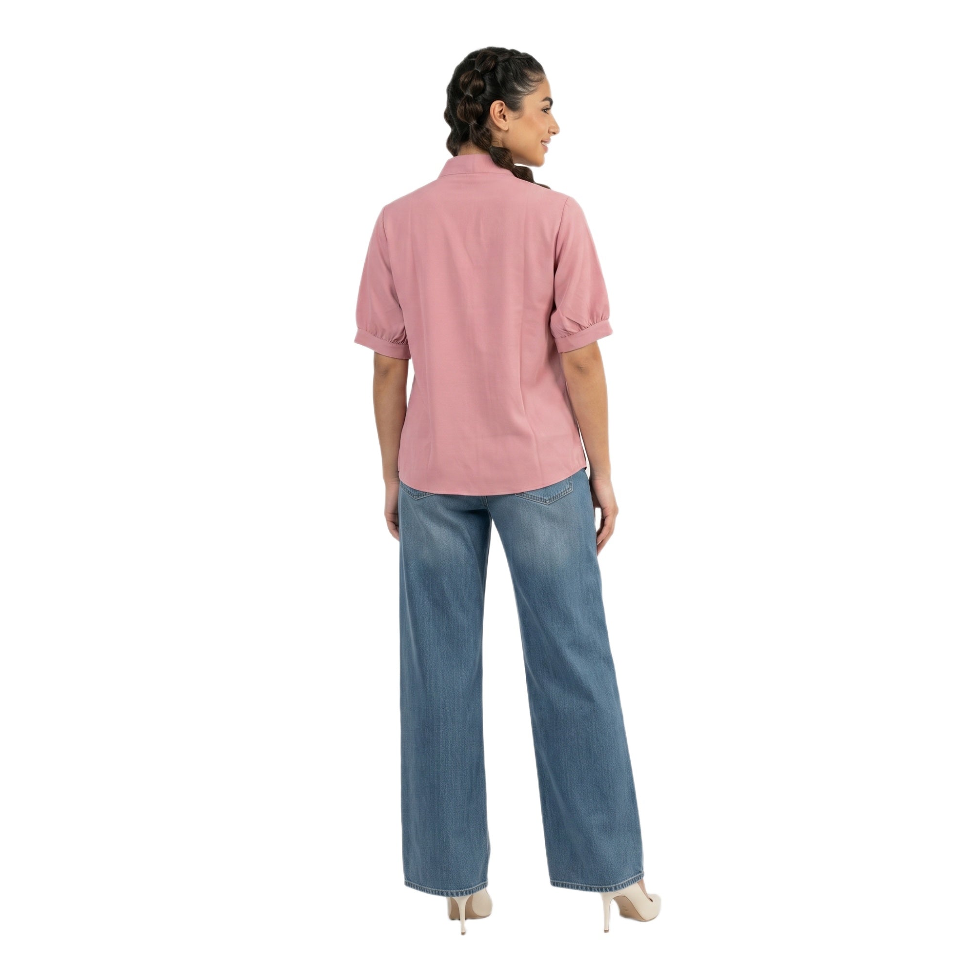 SITAYYA Women's Solid V-Neck Straight Fit Top | Half Sleeve Poly Cotton Casual Top