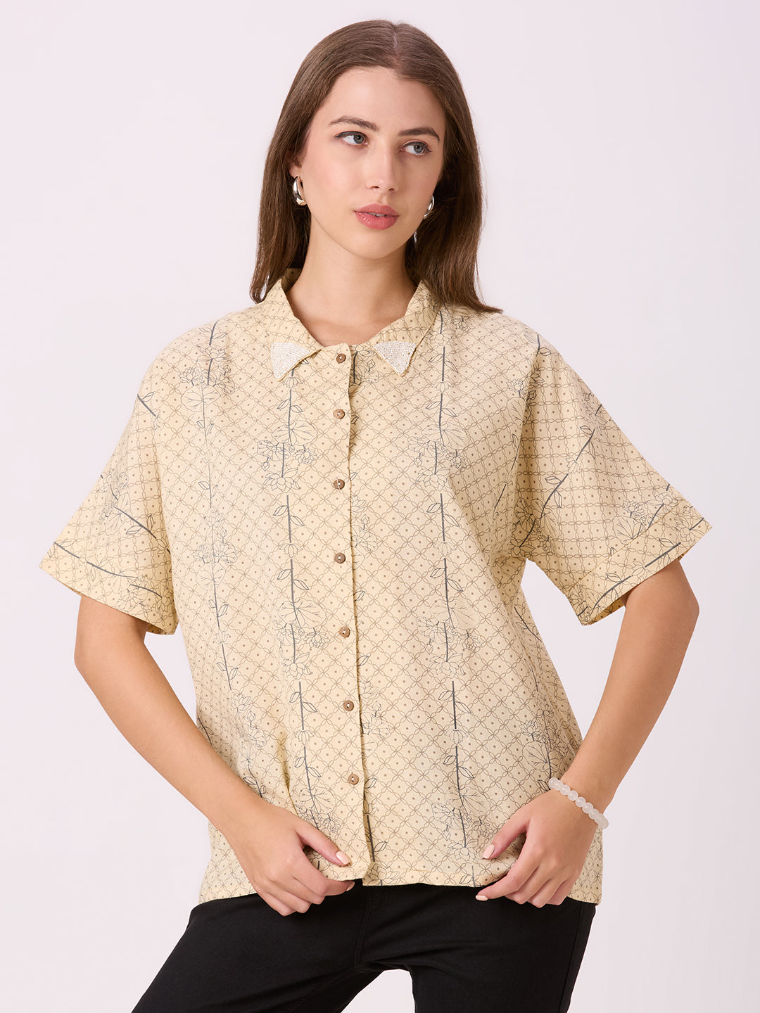Sitayya Printed Top - Beige