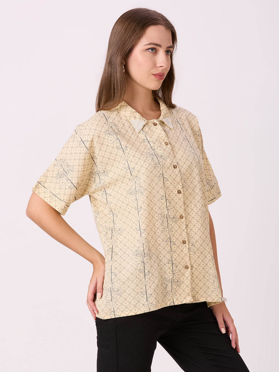Sitayya Printed Top - Beige