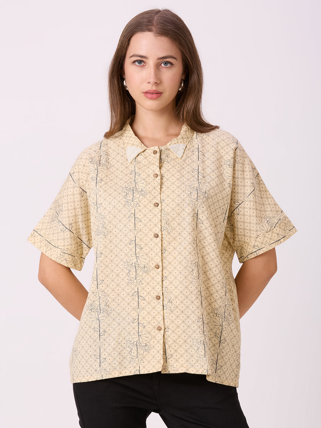 Sitayya Printed Top - Beige