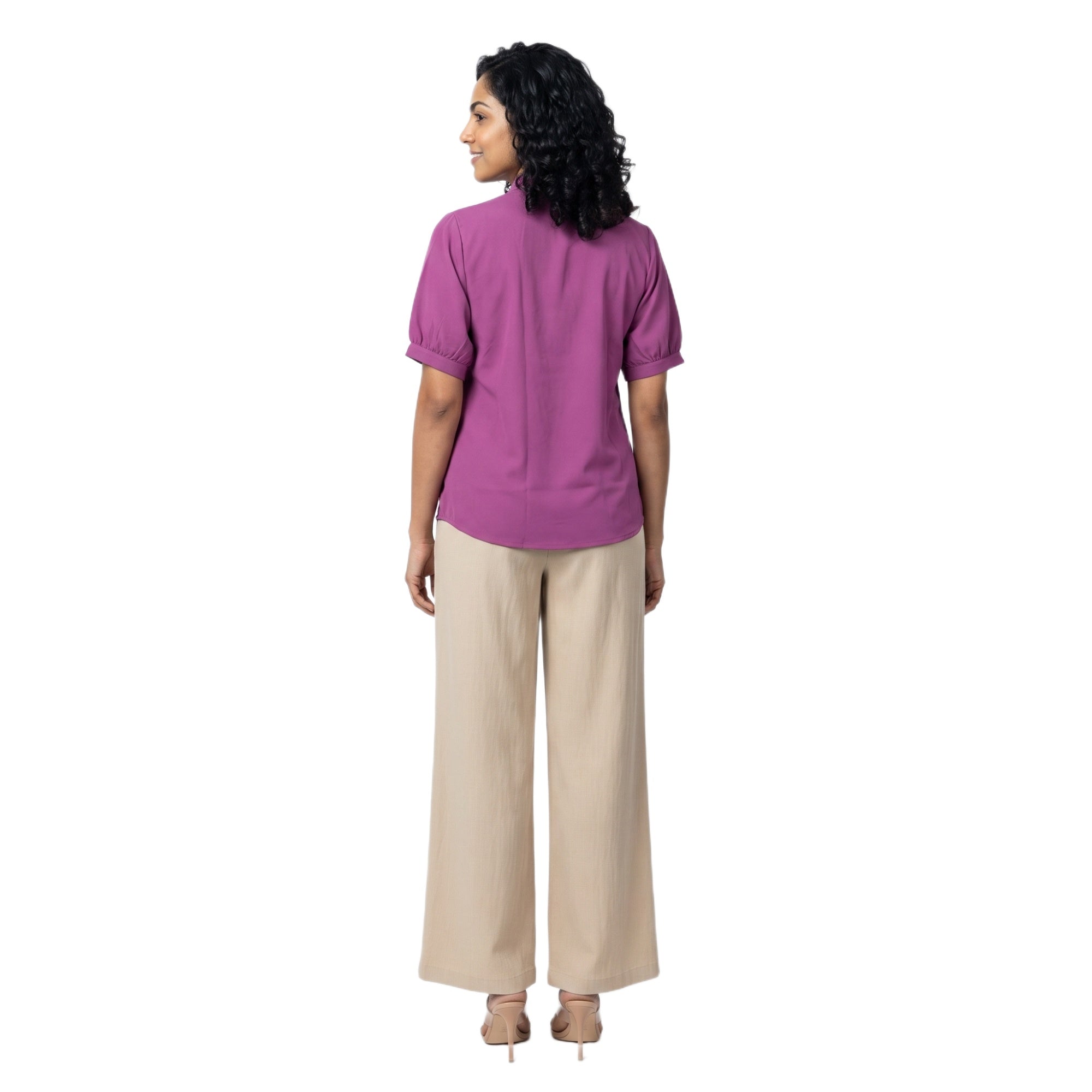 SITAYYA Women's Solid V-Neck Straight Fit Top | Half Sleeve Poly Cotton Casual Top
