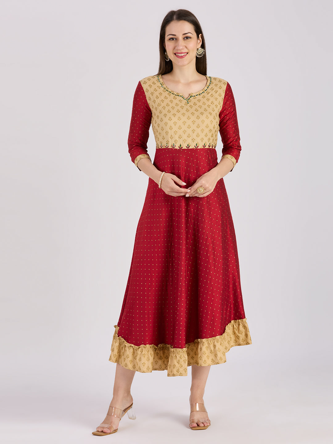 Sitayya Printed Kurti - Maroon