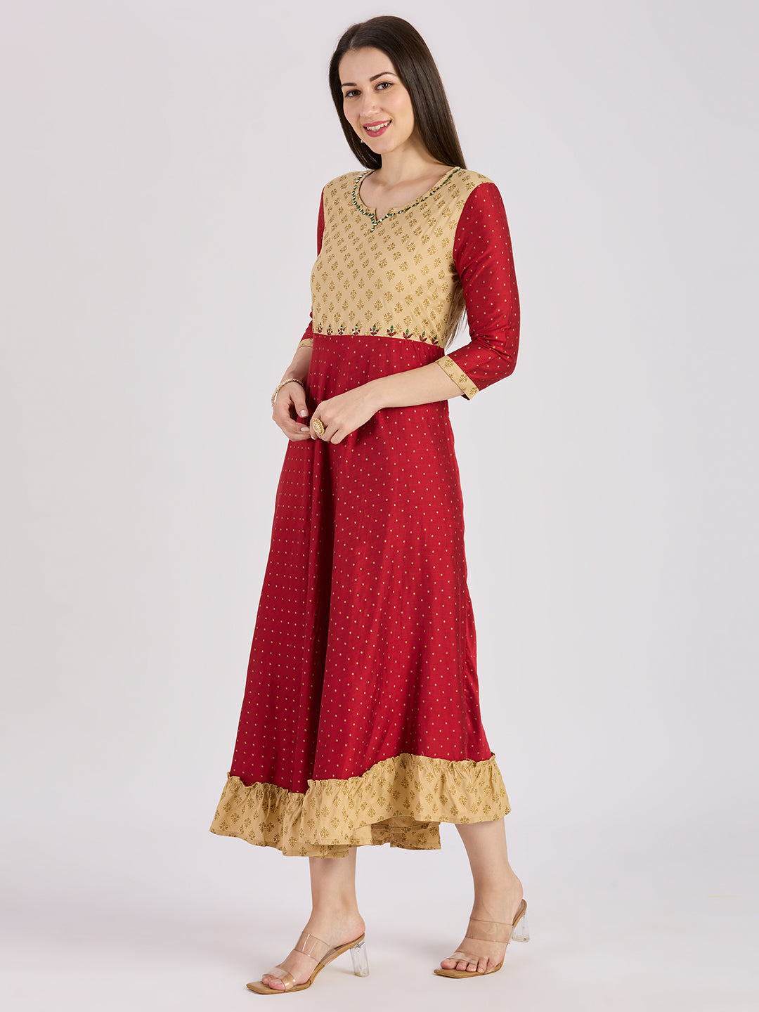 Sitayya Printed Kurti - Maroon