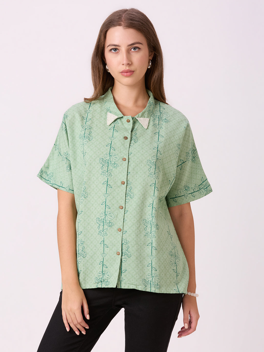 Sitayya Printed Top - Pista Green