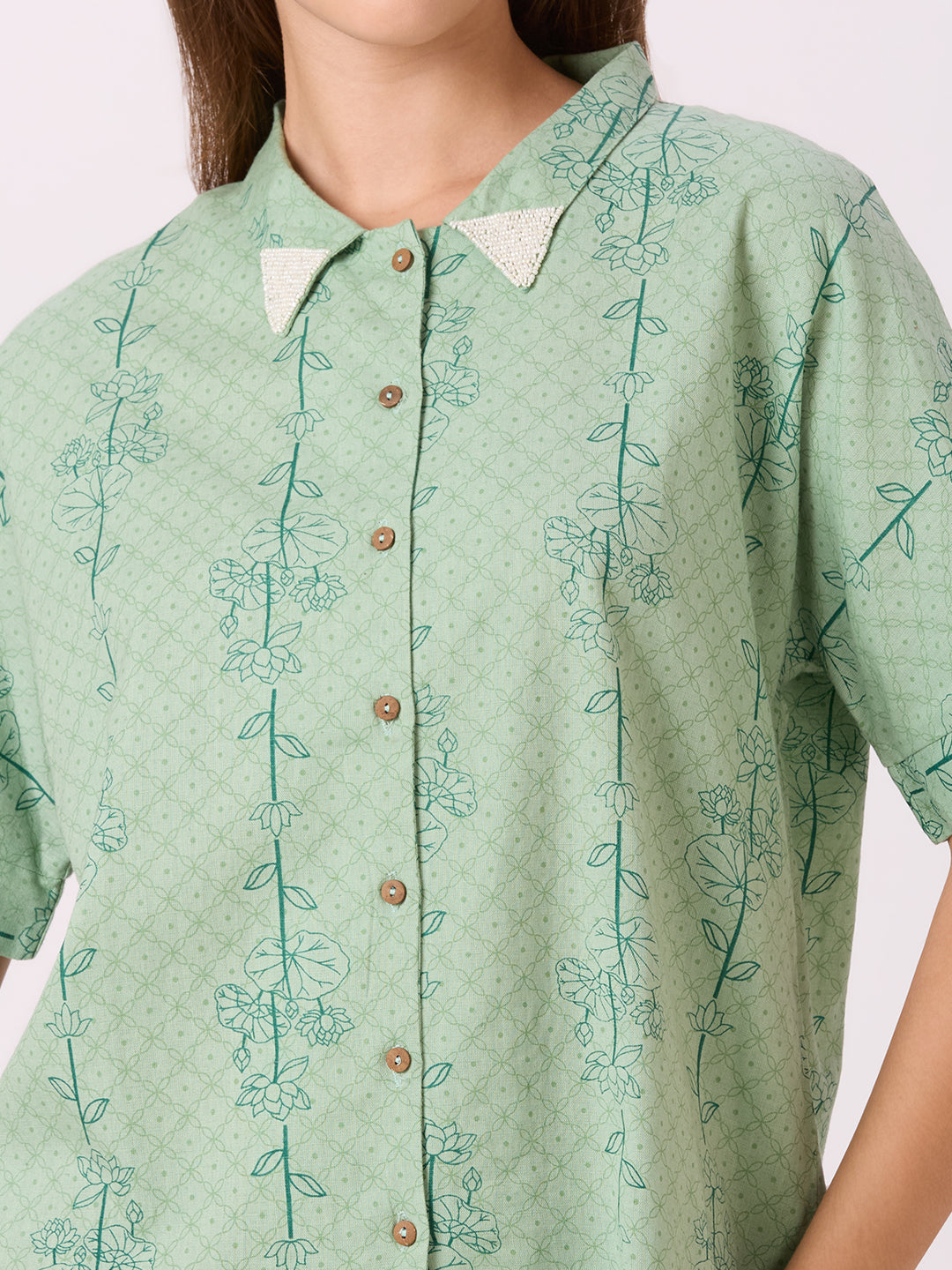Sitayya Printed Top - Pista Green