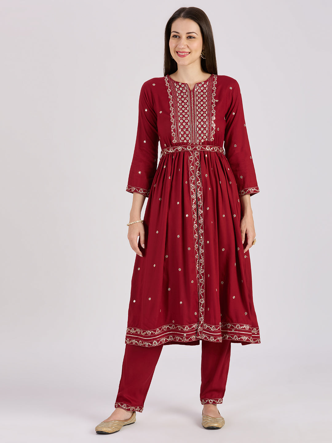 Sitayya Printed Set - Maroon