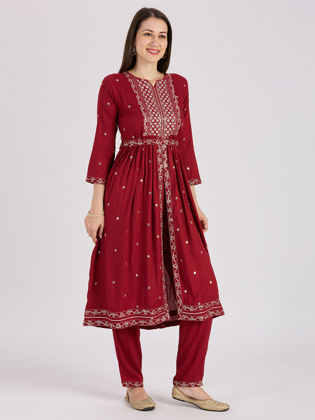 Sitayya Printed Set - Maroon