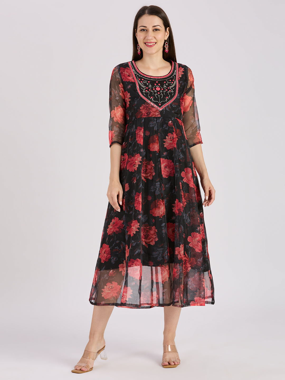 Sitayya Printed Dress - Black