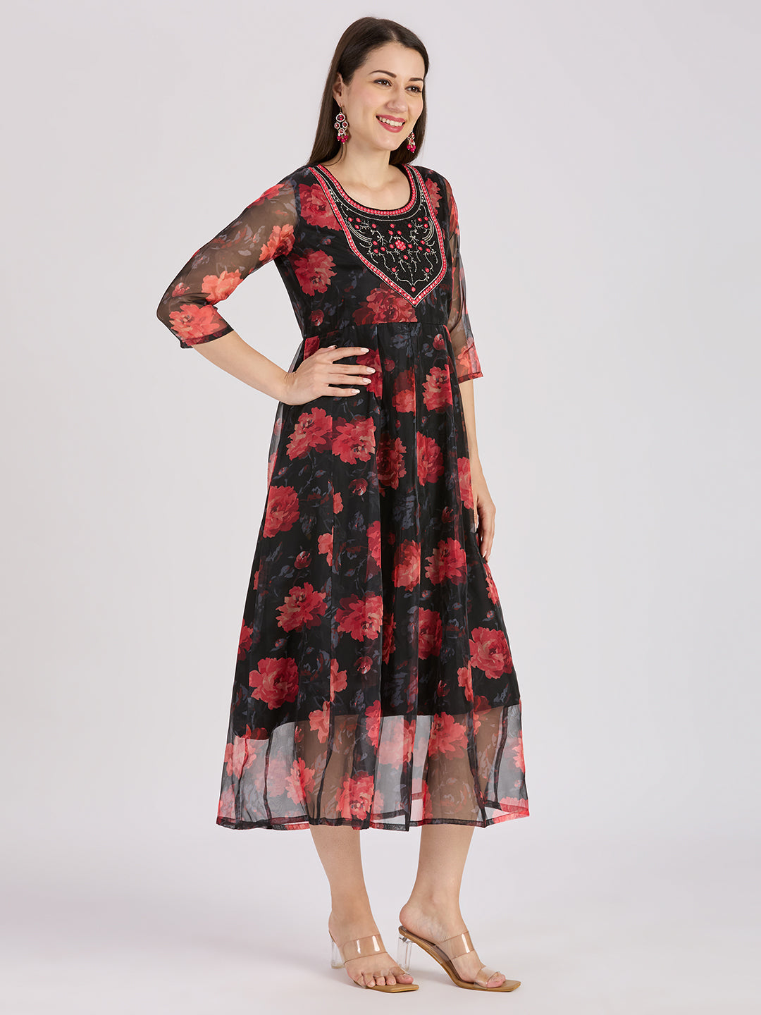 Sitayya Printed Dress - Black