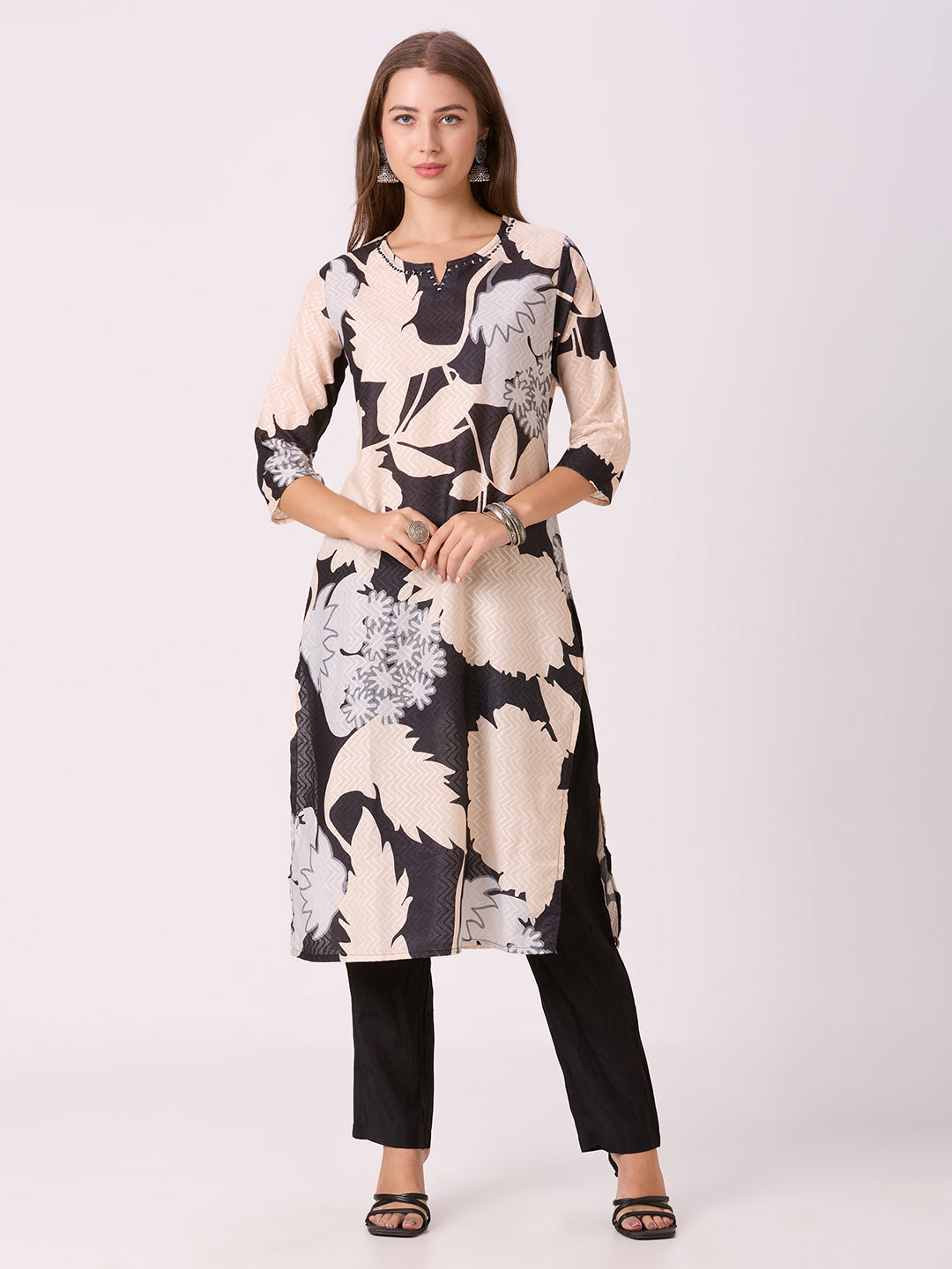 Sitayya Printed Kurti - Black