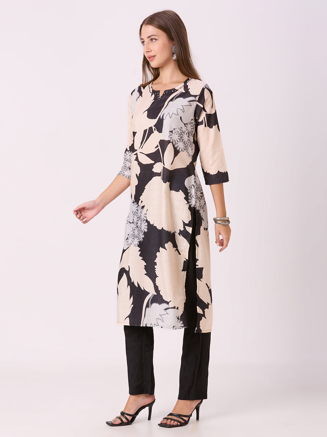 Sitayya Printed Kurti - Black