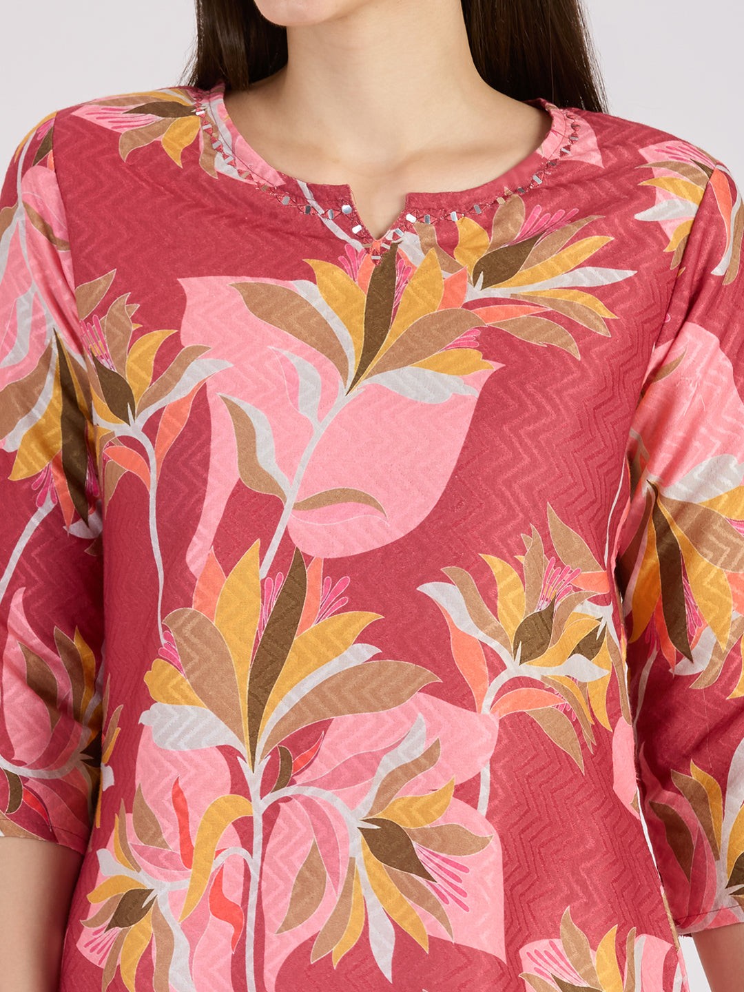 Sitayya Printed Kurti - Maroon