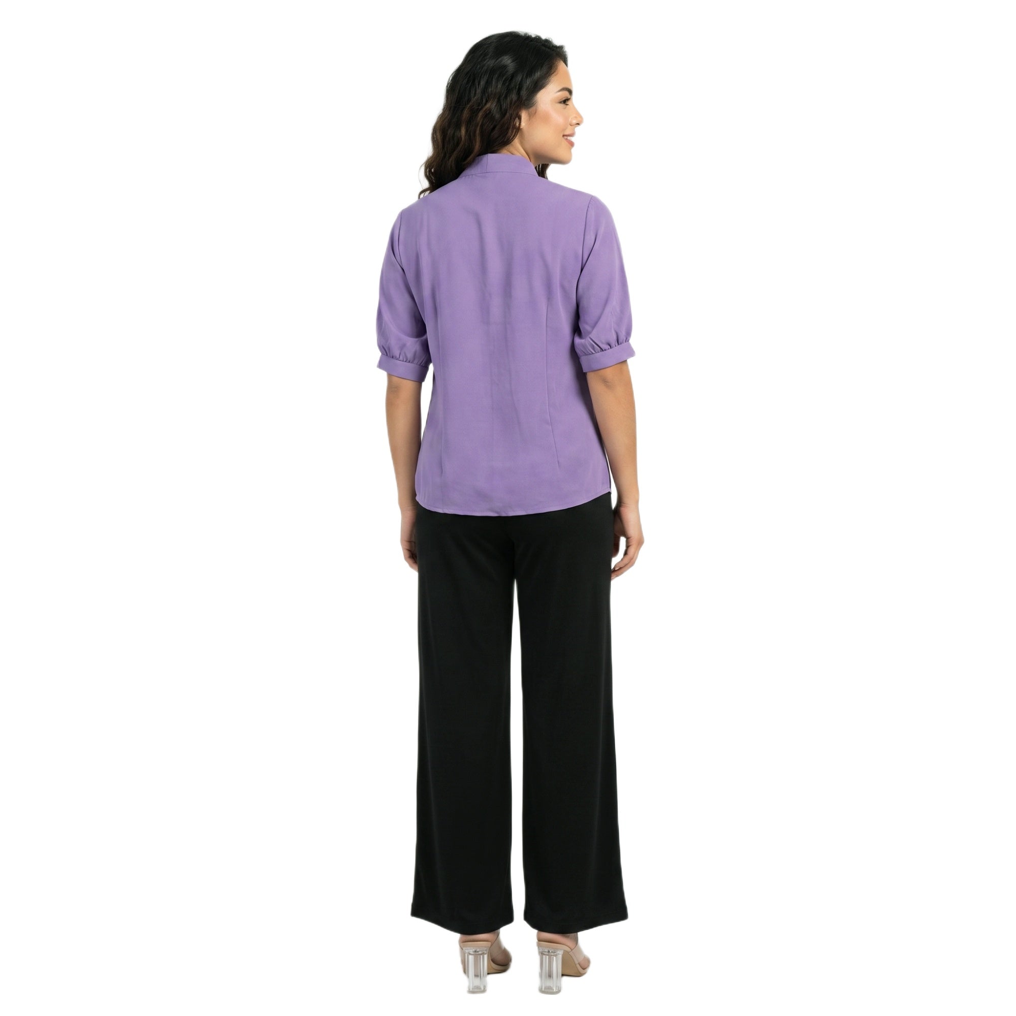 SITAYYA Women's Solid V-Neck Straight Fit Top | Half Sleeve Poly Cotton Casual Top