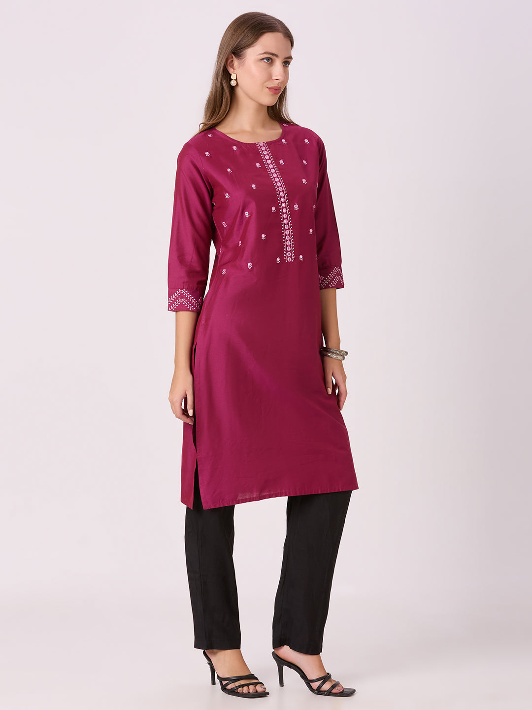 Sitayya Solid Kurti - Maroon